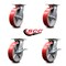 Service Caster 8 Inch Red Poly on Cast Iron Swivel Caster Set with Roller Bearings 2 Brakes SCC-35S820-PUR-RS-2-SLB-2 - alternate 2